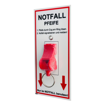 Emergency whistle on the sign